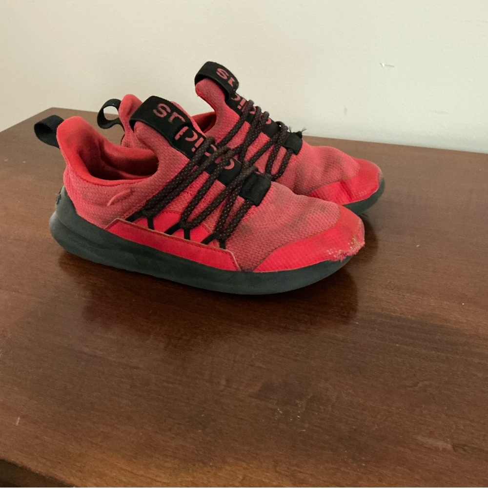 Boys Red and Black Adidas Athletic Shoes